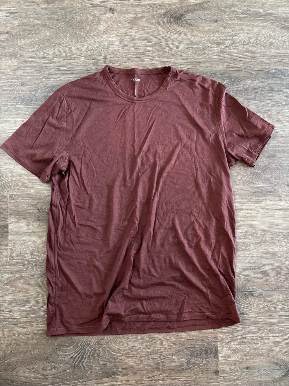 Men's Crewneck Short Sleeve Tee in Burgundy — PROOF